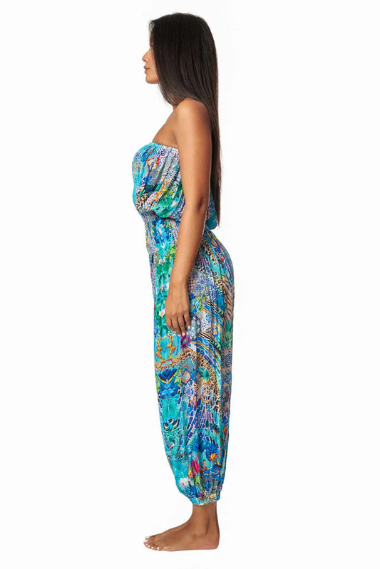 La Moda Resort Poppy Garden Hippie Bohemain Jumpsuits w/ Front Pockets