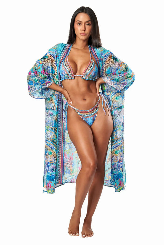 La Moda Resort Poppy Garden Floral Kimono Cover Up