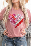 Plus Size Faux Sequins Striped Heart Graphic Plus Tee- 22 Colors