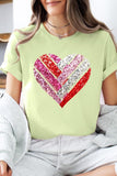 Plus Size Faux Sequins Striped Heart Graphic Plus Tee- 22 Colors