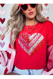 Plus Size Faux Sequins Striped Heart Graphic Plus Tee- 22 Colors