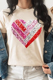 Plus Size Faux Sequins Striped Heart Graphic Plus Tee- 22 Colors