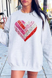 Plus Size Faux Sequins Striped Heart Graphic Sweatshirt- 15 Colors