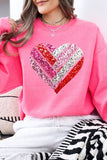 Plus Size Faux Sequins Striped Heart Graphic Sweatshirt- 15 Colors