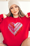 Plus Size Faux Sequins Striped Heart Graphic Sweatshirt- 15 Colors