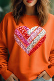 Plus Size Faux Sequins Striped Heart Graphic Sweatshirt- 15 Colors