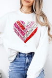 Plus Size Faux Sequins Striped Heart Graphic Sweatshirt- 15 Colors