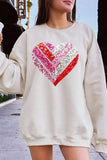 Plus Size Faux Sequins Striped Heart Graphic Sweatshirt- 15 Colors