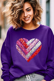 Plus Size Faux Sequins Striped Heart Graphic Sweatshirt- 15 Colors