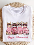 Plus Size Happy Meowentines Short Sleeve Graphic Tee- 4 Colors