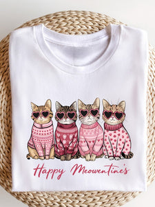 Happy Meowentines Short Sleeve Graphic Tee- 4 Colors