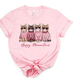 Plus Size Happy Meowentines Short Sleeve Graphic Tee- 4 Colors