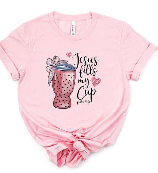 Plus Size Jesus Fills My Cup Graphic Tee- 6 Colors