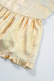 Women Metallic Frilled Puff Sleeve Babydoll Blouse