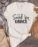 Plus Size Saved By Grace V-Neck Graphic Tee- 5 Colors