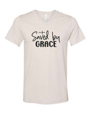 Plus Size Saved By Grace V-Neck Graphic Tee- 5 Colors