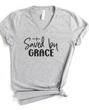 Plus Size Saved By Grace V-Neck Graphic Tee- 5 Colors