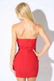 3D Rose & Rhinestone Red Sleeveless Mini Dress