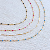 Color Pop Enamel Chain Necklace- 4 Colors