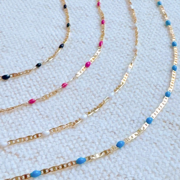 Color Pop Enamel Chain Necklace- 4 Colors