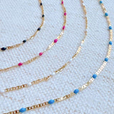 Color Pop Enamel Chain Necklace- 4 Colors