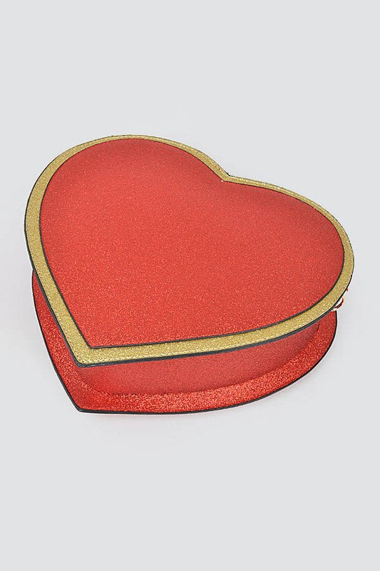 Glitter Heart Shape Novelty Crossbody Bag- 3 Colors