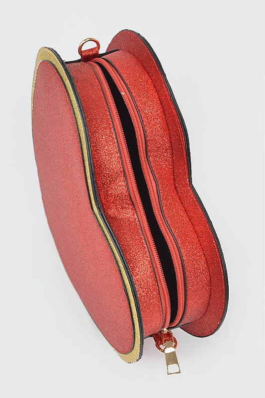 Glitter Heart Shape Novelty Crossbody Bag- 3 Colors