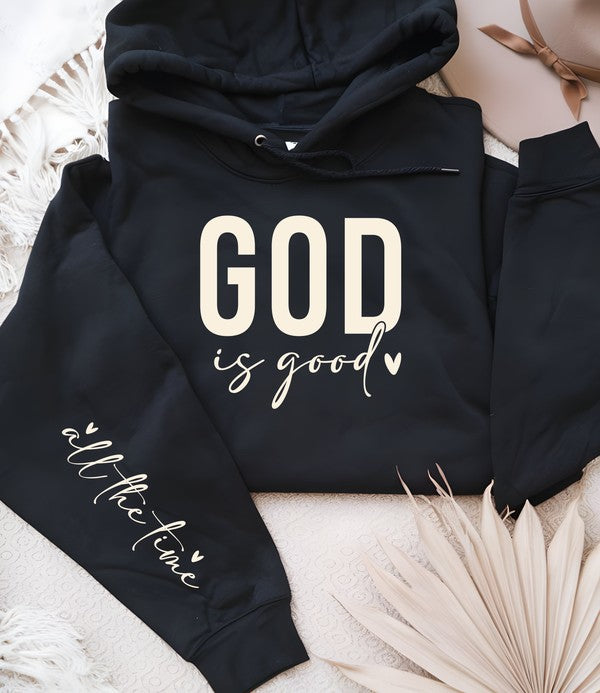 Plus Size God is Good All The Time Graphic Hoodie Sweatshirt- 6 Colors