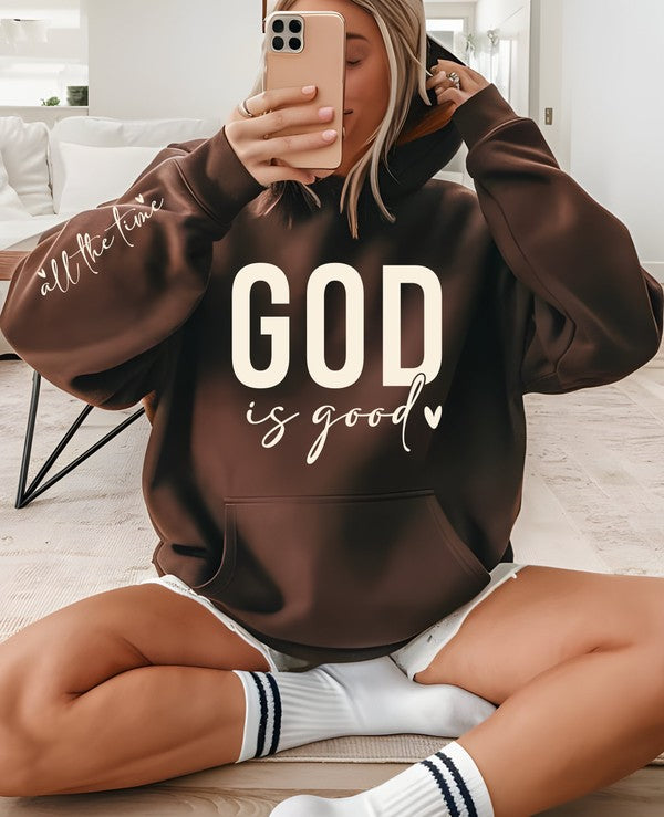 Plus Size God is Good All The Time Graphic Hoodie Sweatshirt- 6 Colors