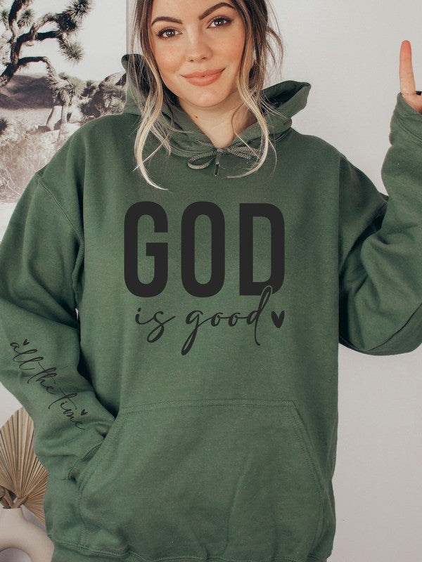 Plus Size God is Good All The Time Graphic Hoodie Sweatshirt- 6 Colors