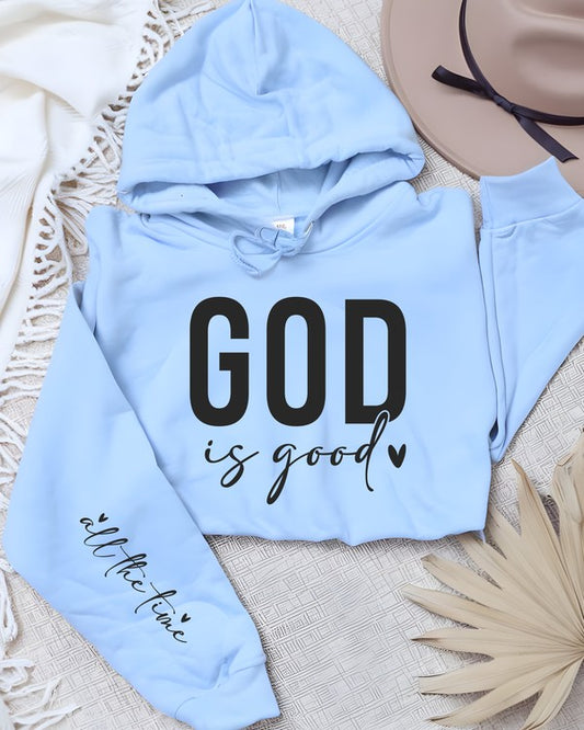 Plus Size God is Good All The Time Graphic Hoodie Sweatshirt- 6 Colors