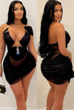 Mesh Halter Mini Chain Jeweled Dress/Lingerie