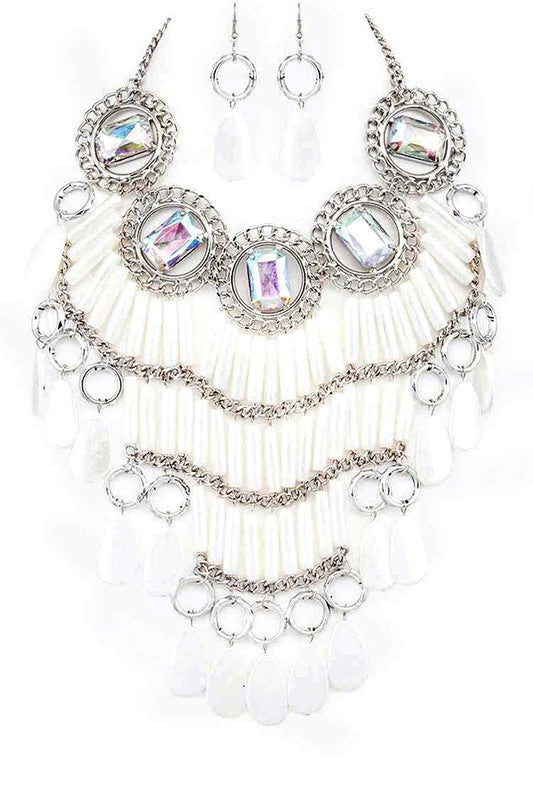 Crystal Statement Head Turner Necklace Set- 2 Colors