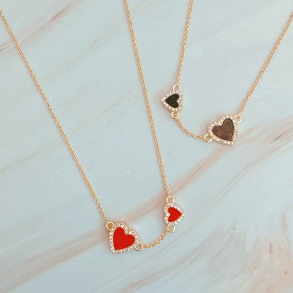 Double Hearts Many Loves Necklace- 2 Colors