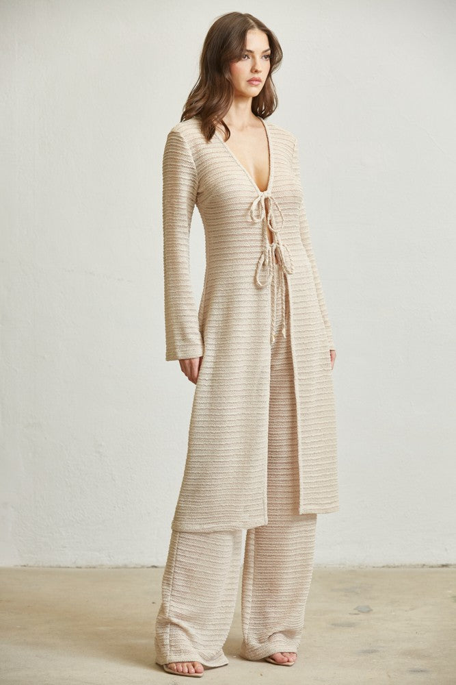 Rich Look Knit Maxi Top & Pants Set- Natural