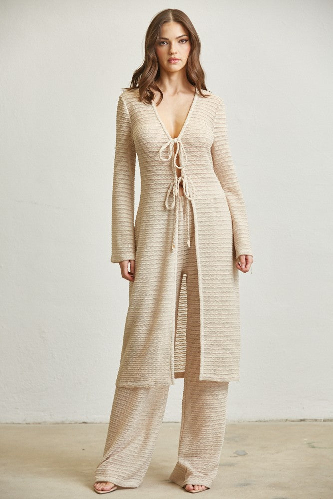 Rich Look Knit Maxi Top & Pants Set- Natural