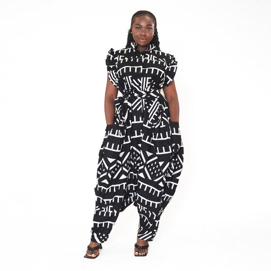 Ankara Print Wide-Leg Sleeveless Jumpsuit Style B