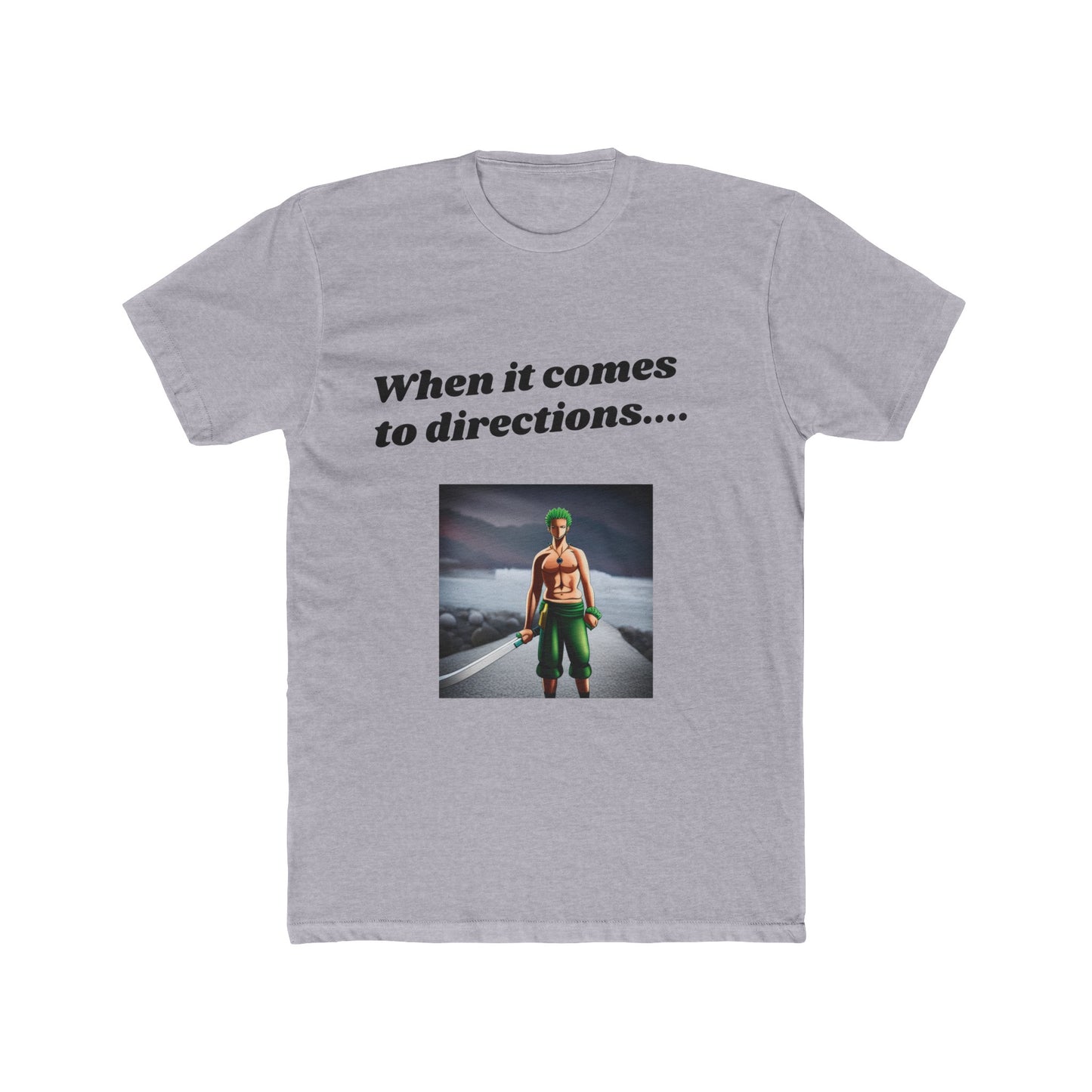 One Piece Zoro Direction Meme Men's Cotton Crew Tee