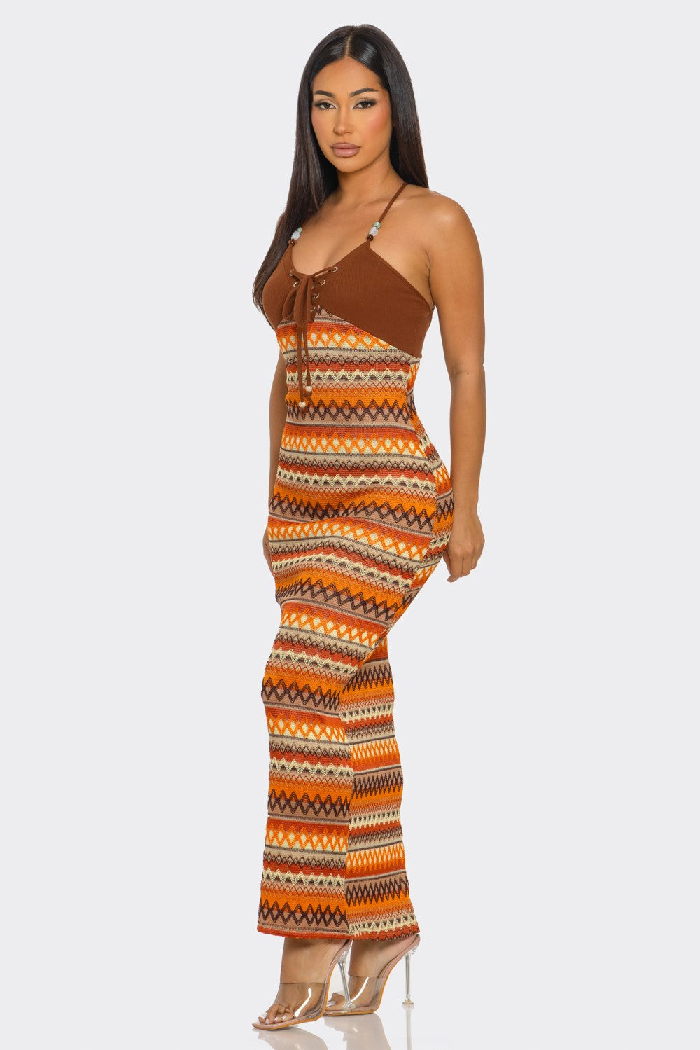 Paradise Dress- Brown/Multi