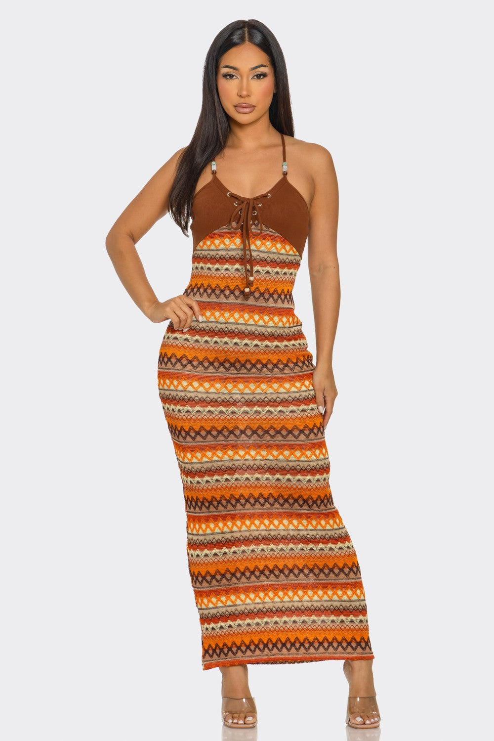 Paradise Dress- Brown/Multi