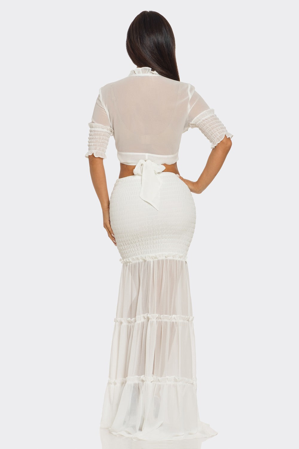 Lily on Vacation Resort Wear Skirt Set (2-Way Wear)- White