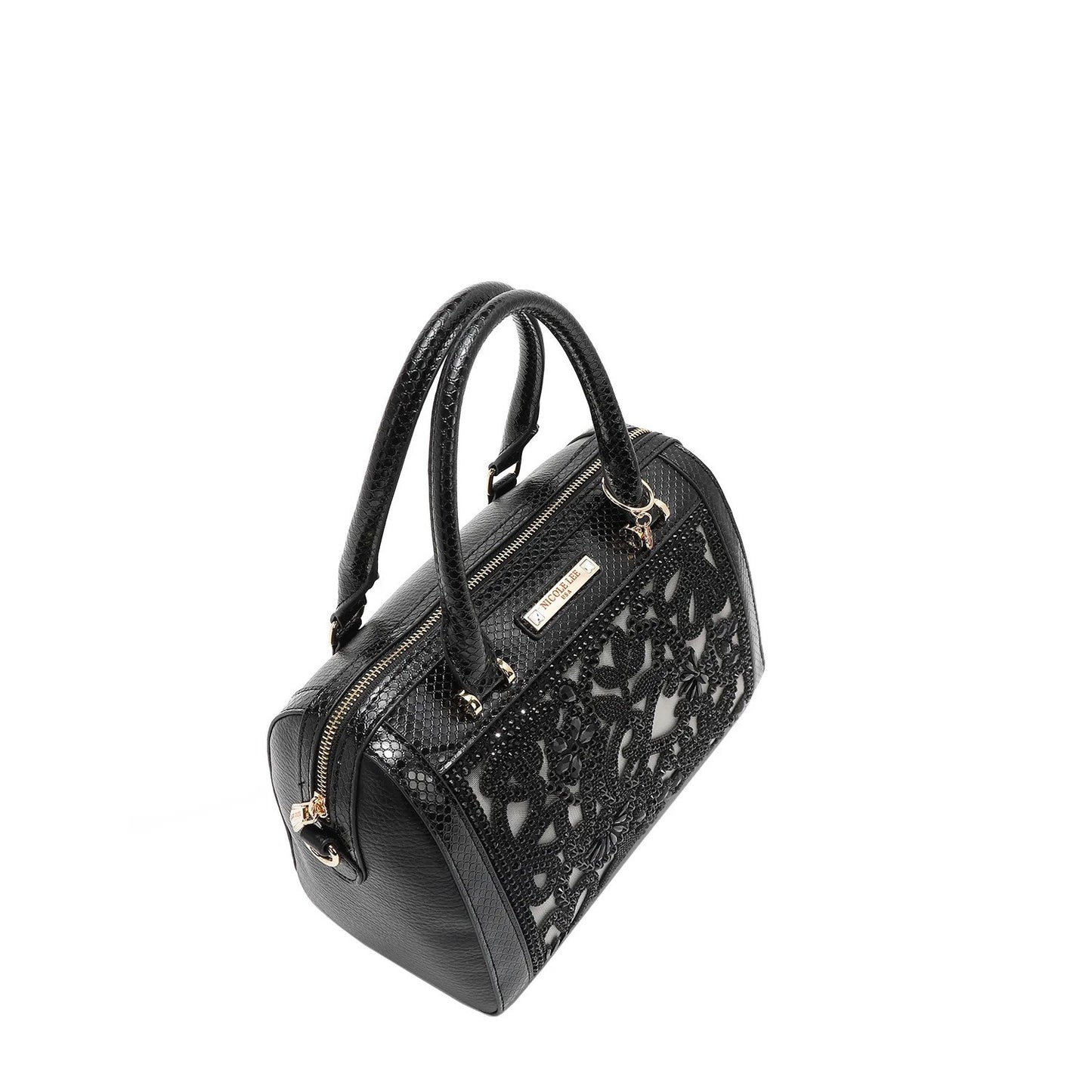 Nicole Lee USA Lace Boston Bag- Black