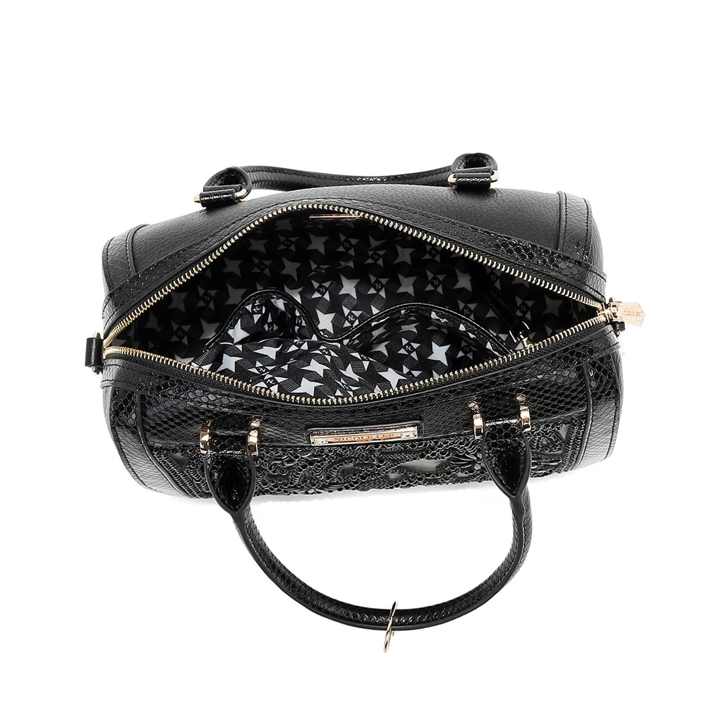 Nicole Lee USA Lace Boston Bag- Black