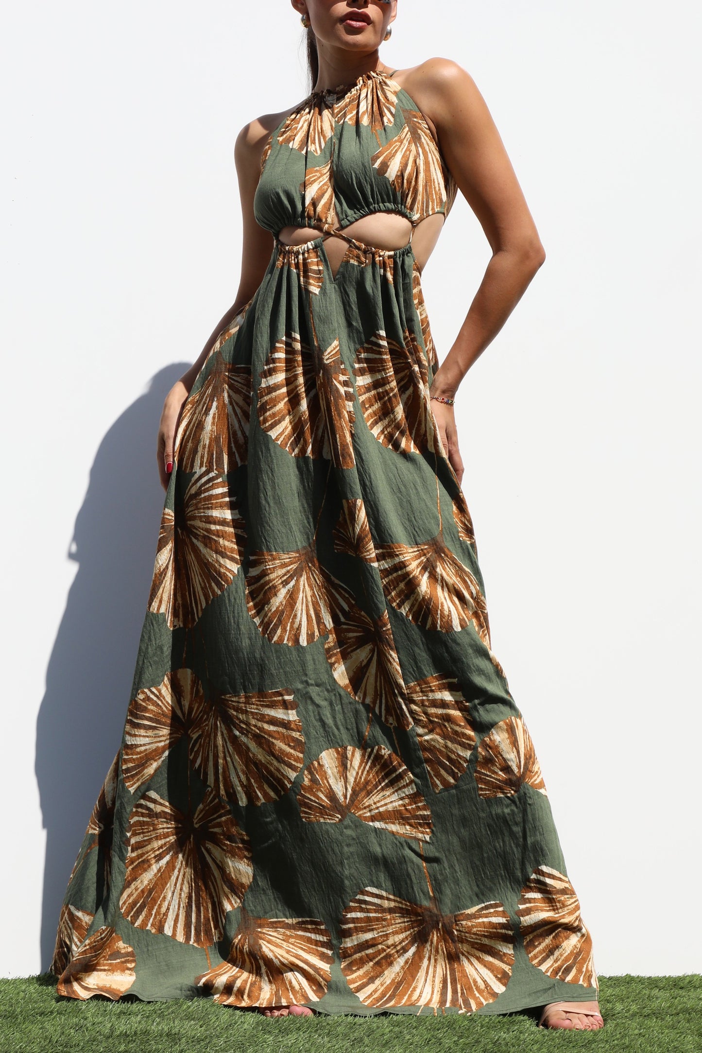 Olive Vacation Resort Maxi Dress