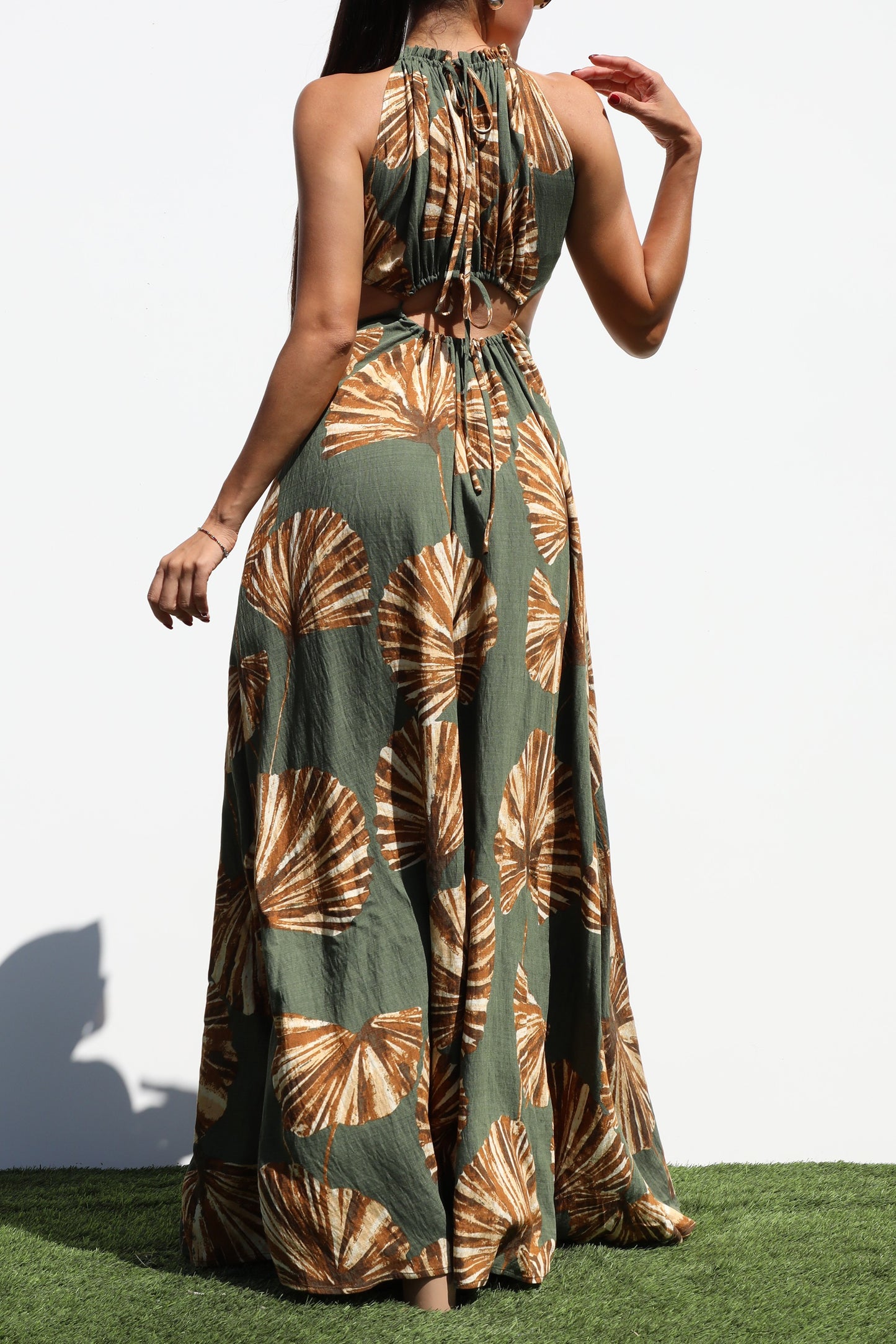 Olive Vacation Resort Maxi Dress