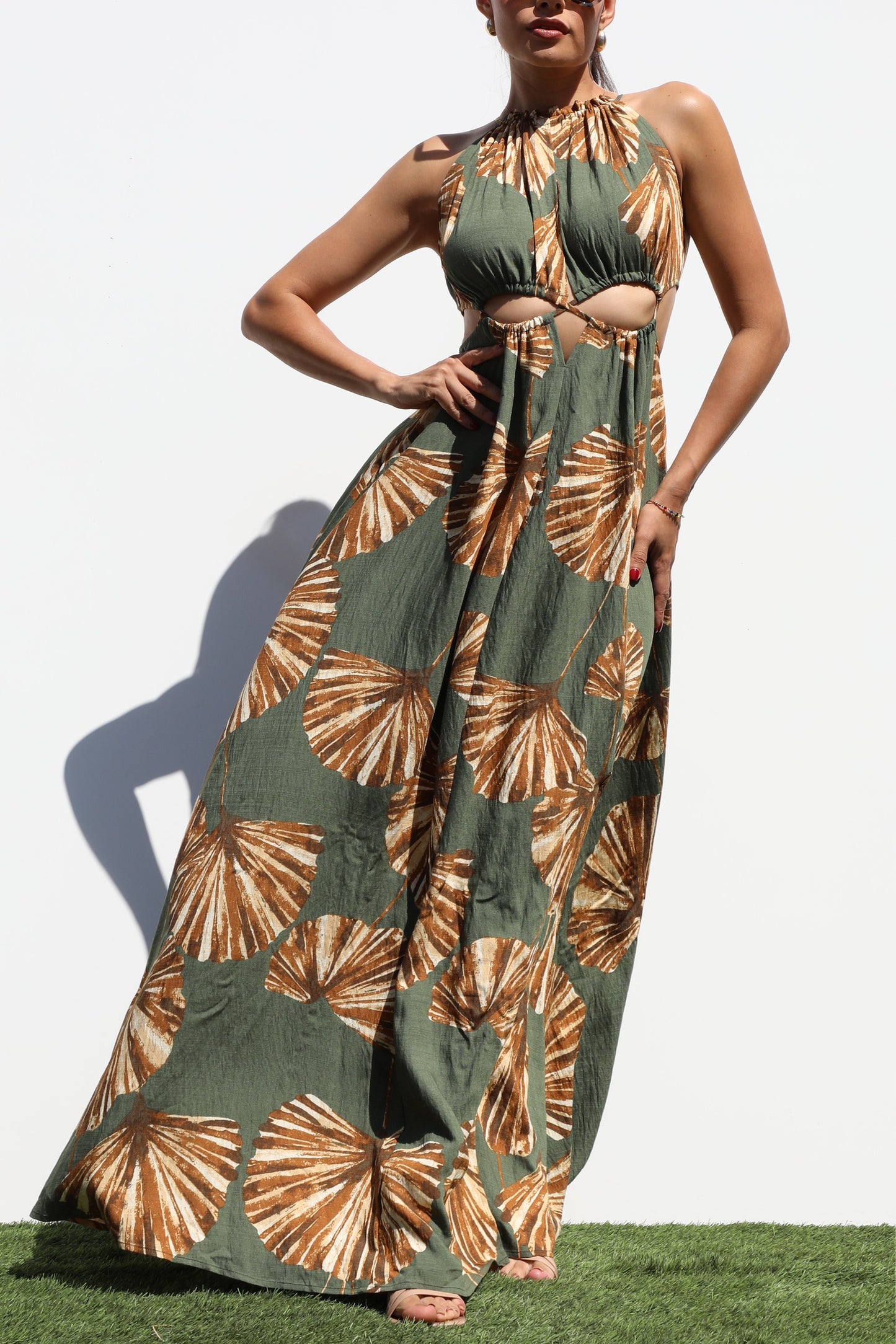 Olive Vacation Resort Maxi Dress