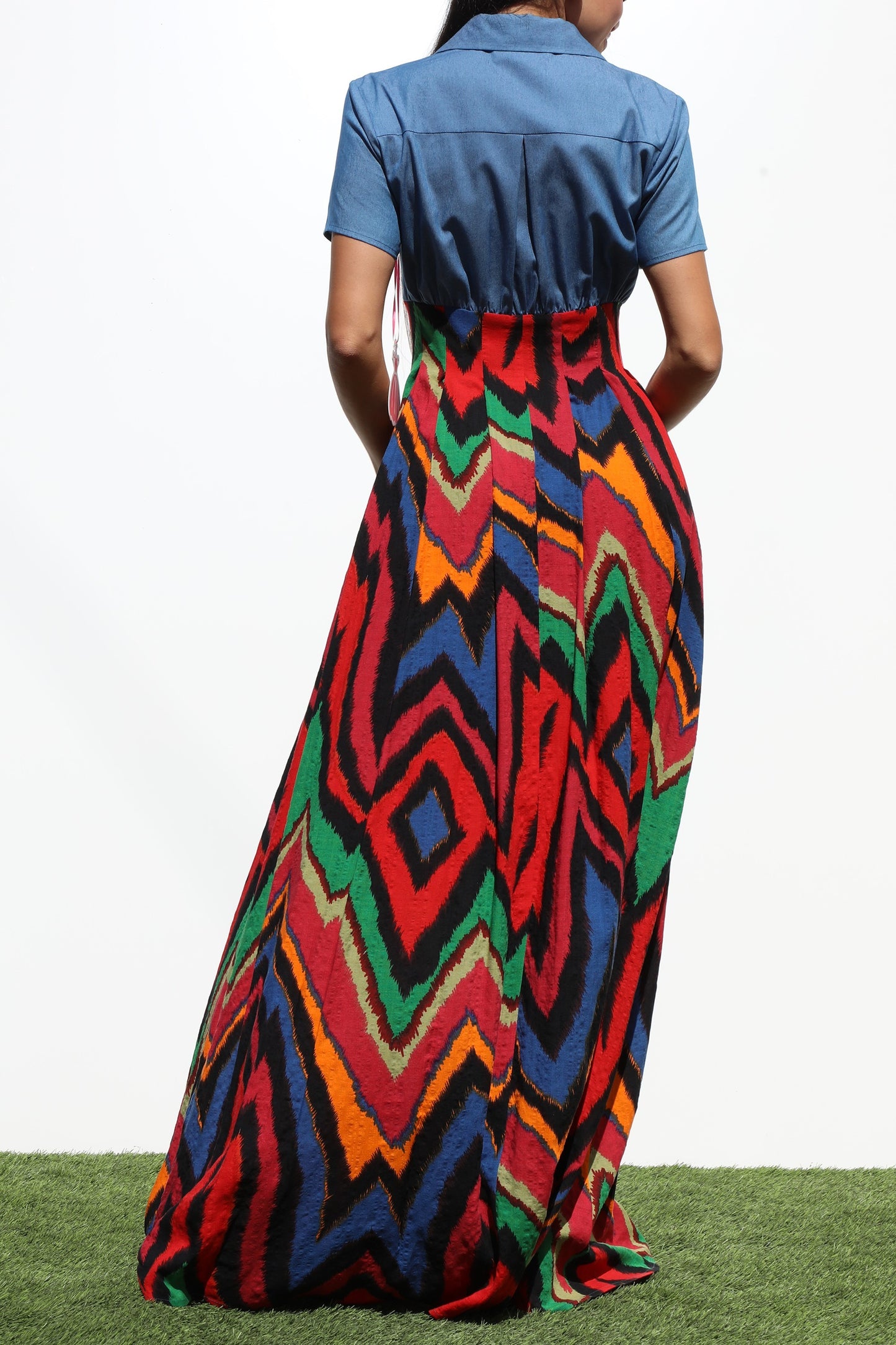 Just A Crush Mixed Fabric Maxi Dress