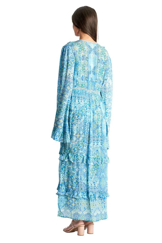 La Moda Resort Blue Pop Kimono Cover Up Cape