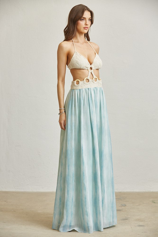 Resort Garden Groove Maxi Dress- Blue