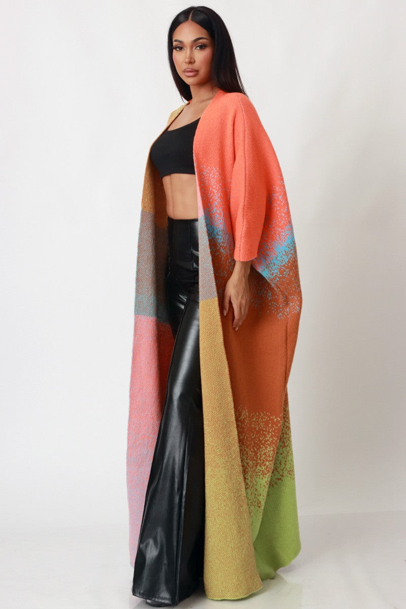 Ms. Sophisticated Cardigan- Orange/Multi